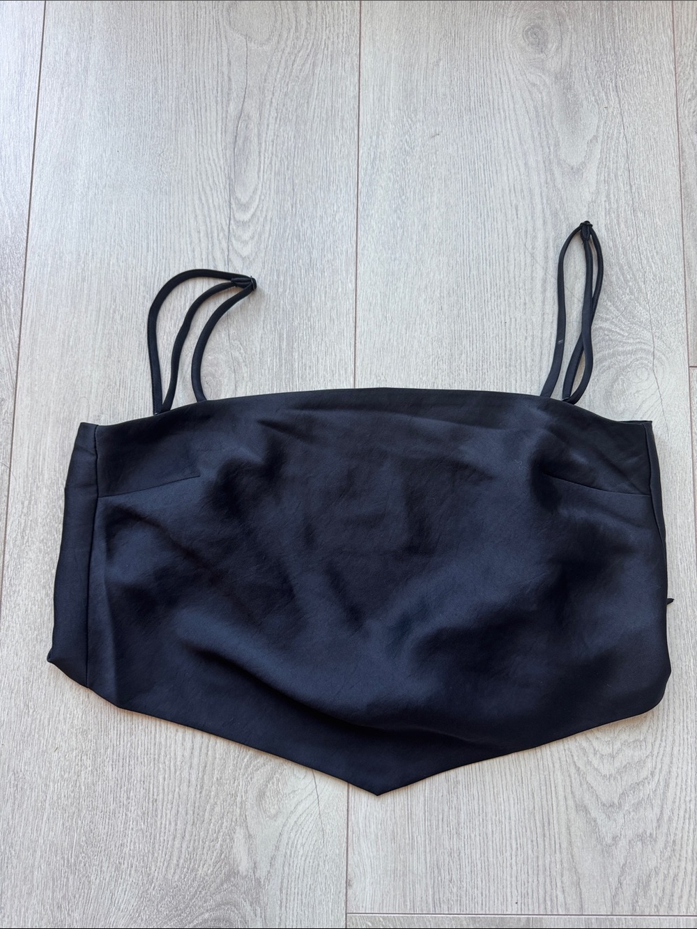 Aritzia Black Satin Pointed-Hem Cami Top